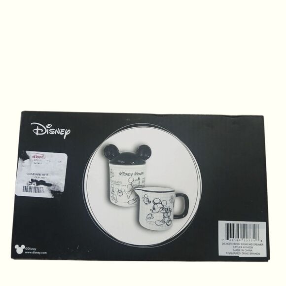 Disney & Zrike SKETCHBOOK Mickey Mouse Creamer & Sugar Bowl w Lid Box Set New - Picture 8 of 11